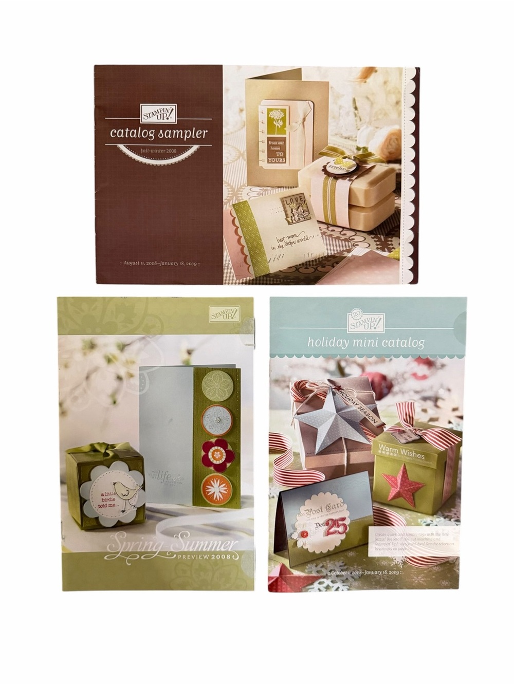 Vintage Lot of 3 Stampin' Up! Mini Holiday & Seasonal Catalogs from 2008-2009